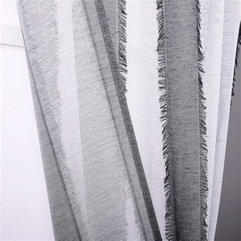 Black And White Room Curtains Vertical Striped Sheer Curtains For