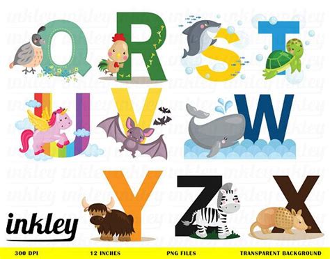 Animal Alphabet Clipart Education And Learning Clip Art Etsy Clip