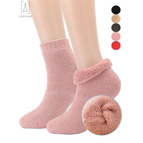 Gustave Gustavedesign Womens Winter Super Thick Wool Socks Fuzzy Lined Soft Warm Mid Socks