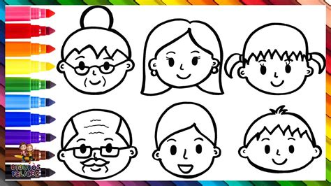 Dibuja Y Colorea Una Familia 👵👴👩👨👧👦 Abuelos Padres E Hijos 👪🌈 Dibujos