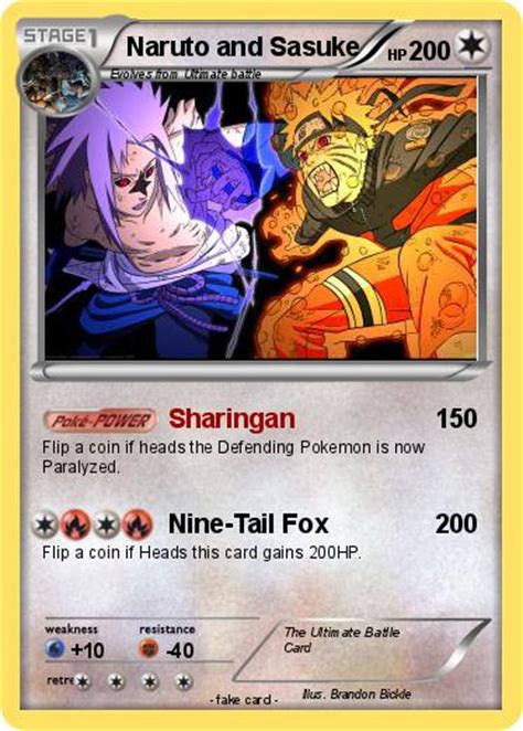 Pokémon Naruto And Sasuke 32 32 Sharingan My Pokemon Card