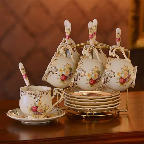 Yolife Ceramic Cups And Saucers Bone China Ivory Coffee Cup Set British