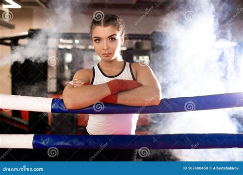 Confident Female Boxer In Gym Stock Photo Image Of Caucasian Leisure