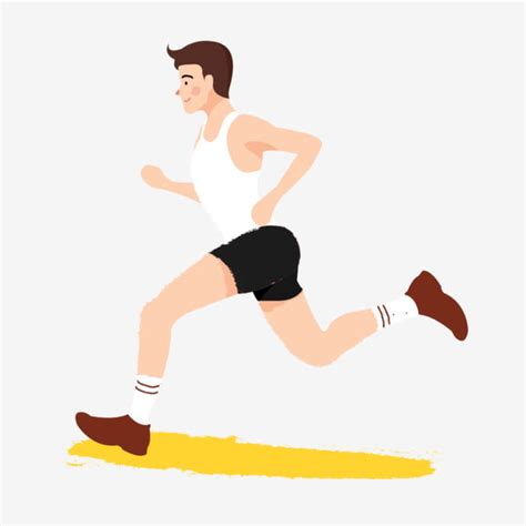Male Athletic Clipart Vector Hand Drawn Cartoon Running Male Athlete