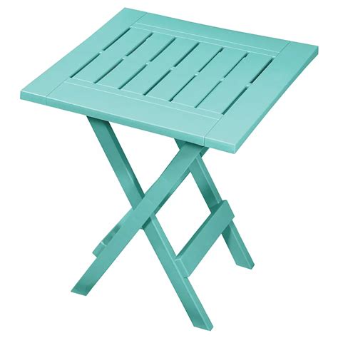 Gracious Living Folding Patio Side Table In Teal The Home Depot Canada