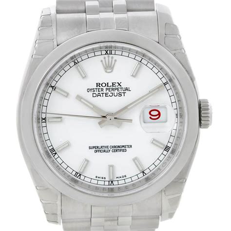 Rolex Datejust Mens Steel White Dial Watch 116200 Unworn Swisswatchexpo