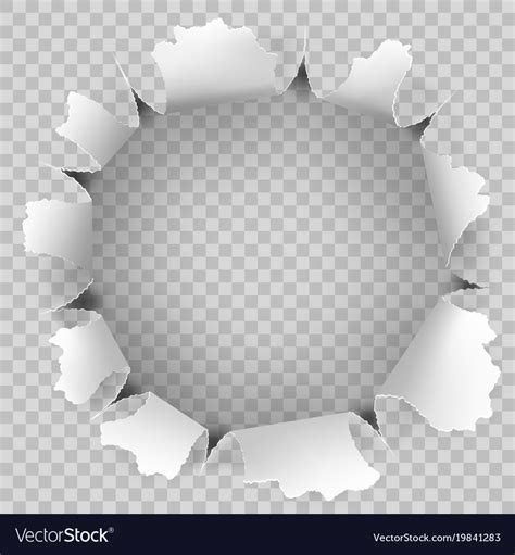 Torn Hole And Ripped Of Paper On A Transparent Vector Image