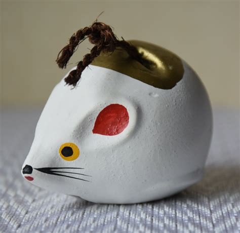 Nezumi Japanese Dorei Bell Rat Mouse God Kami Figurine Fortune Okimono