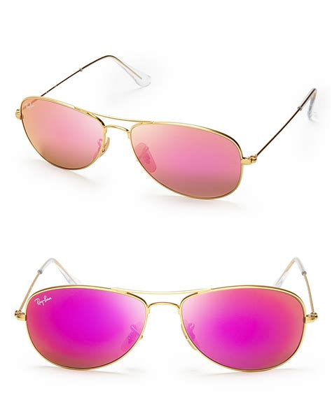 Ray Ban New Aviator Mirrored Sunglasses In Pink For Men