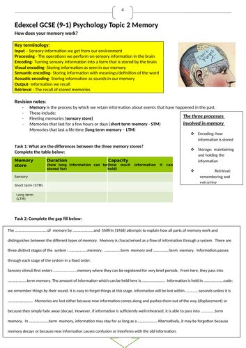 Edexcel 9 1 Gcse Psychology Topic 2 Revision Guide Teaching Resources