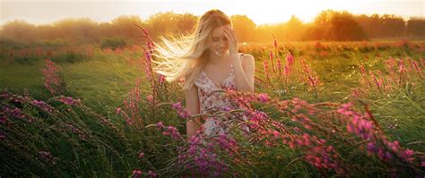 2560x1080 Blonde Girl Outdoors In Field Wallpaper 2560x1080 Resolution Hd 4k Wallpapers Images