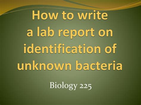How To Write A Lab Report On Identification Of Unknown Bacteria