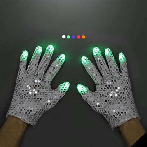 2021 Led Light Up Gloves Color Changing Flashing Luminous Sequins Glove