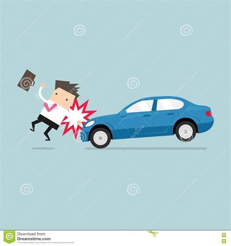 Businessman About To Be Hit By A Car Road Safety Stock Vector