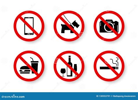 Prohibited Set Of Isolated Forbidden Not Allowed No Signs Cartoon