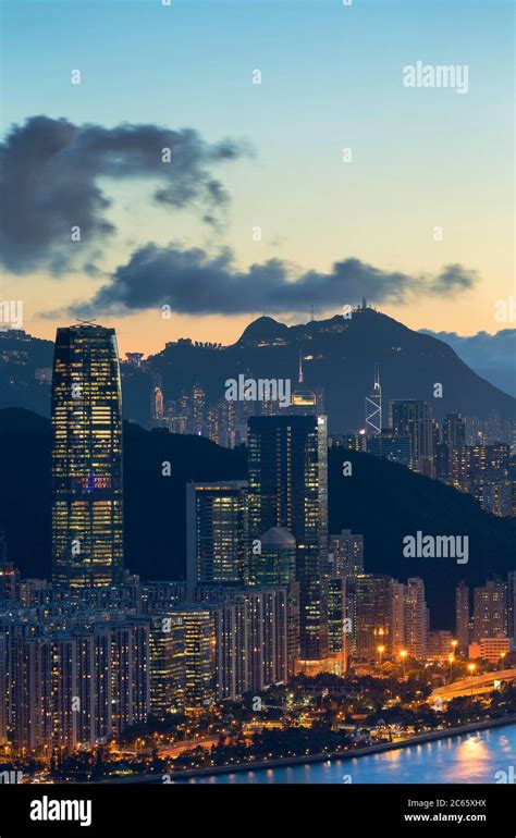 Skyline Of Hong Kong Island At Sunset Hong Kong Stock Photo Alamy
