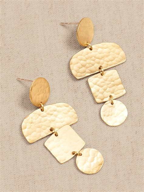 Tiered Shapes Brass Earrings Aureus Argent Banana Republic Factory