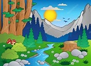 Paisaje de bosque de dibujos animados 2 — Vector de stock #5932968 ...