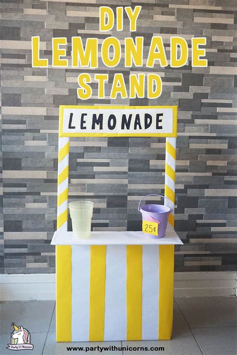 Diy Cardboard Lemonade Stand For Kids Party With Unicorns