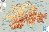 Большая физическая карта Швейцарии с дорогами, городами и аэропортами ...
