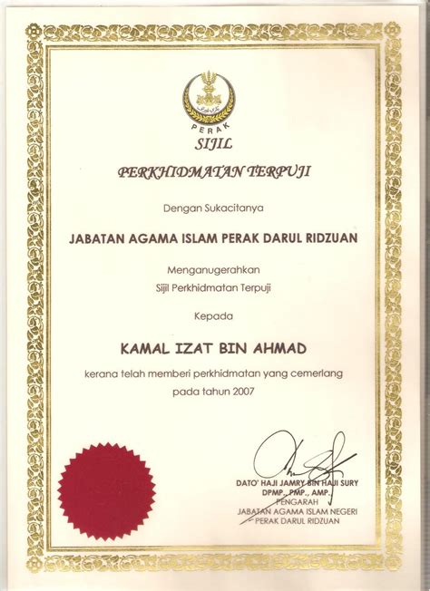 It's basically a certificate to tell you that you are. Abu Izzah At-Tualanji: Anugerah Giliran Cemerlang