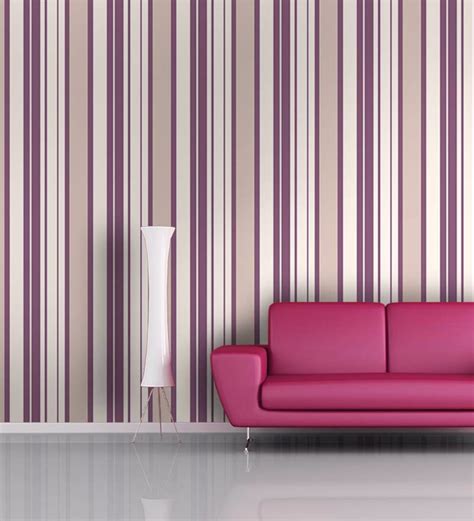 Buy Purple Non Woven Paper Lines Wallpaper By Wallskin Online Pattern
