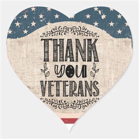 Thank You Veterans Heart Sticker Zazzle