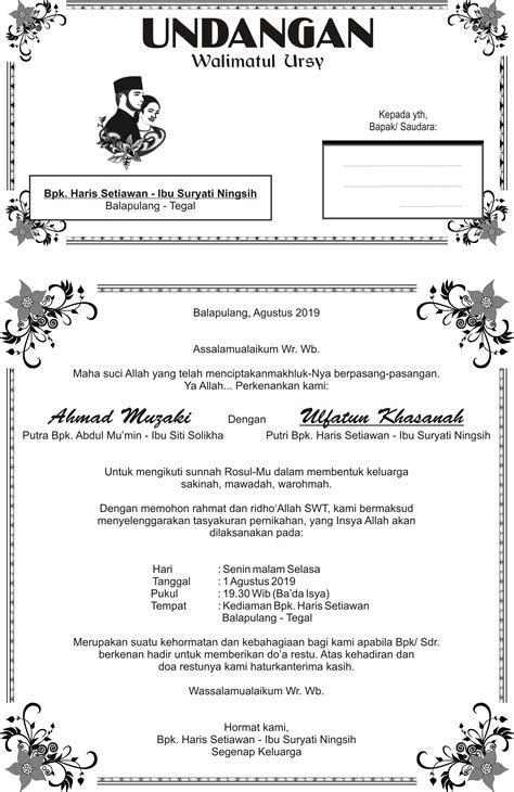 Download Undangan Pernikahan Yang Bisa Di Edit Word Warna Tapara