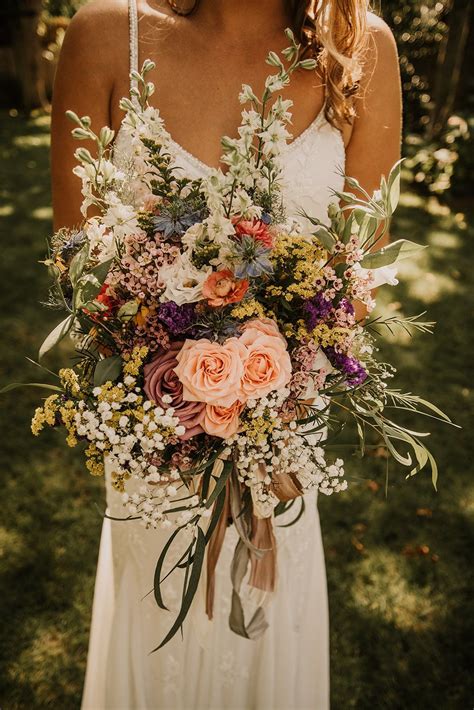 The Bride Made Her Colorful Wildflower Bouquet Stand Out By Choosing