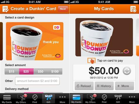 Aug 28, 2018 · if you've got the starbucks app installed on your iphone, you can actually send someone a gift card right from messages (in just the same way you can send someone an apple pay cash amount. Dunkin' Donuts Adds Passbook Support to Its iPhone App ...