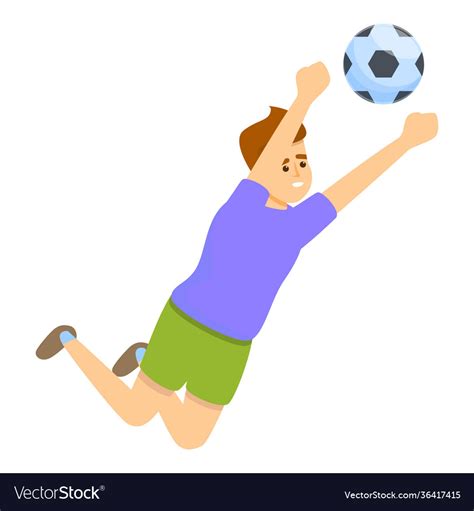 Kid Catch Soccer Ball Icon Cartoon Style Vector Image