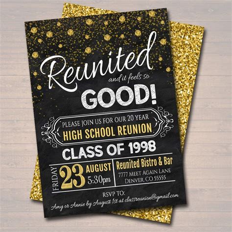 Editable Class Reunion Invitation Template Any Year Etsy In 2021