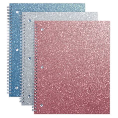 Glitter 3 Hole Punched Notebook 8 X 10 12 Wide Ruled 160 Pages