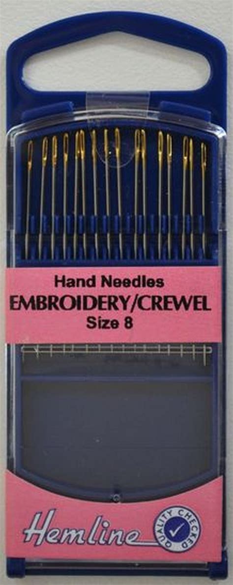 Hemline Premium Embroidery Crewel Needles Gold Eye Size 8 Pack Of