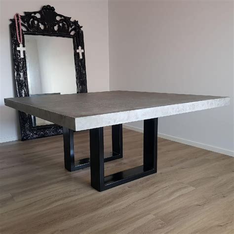 8 Seater Square Concrete Dining Table 16m X 16m Bespoke With Steel