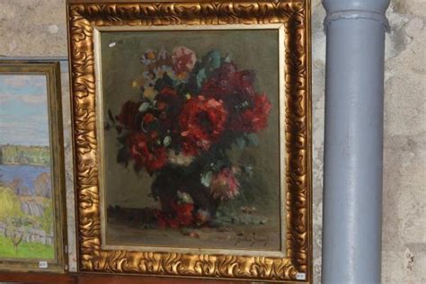 Gustave Durand Xxè Siècle Bouquet De Pivoines Huile Sur Toile