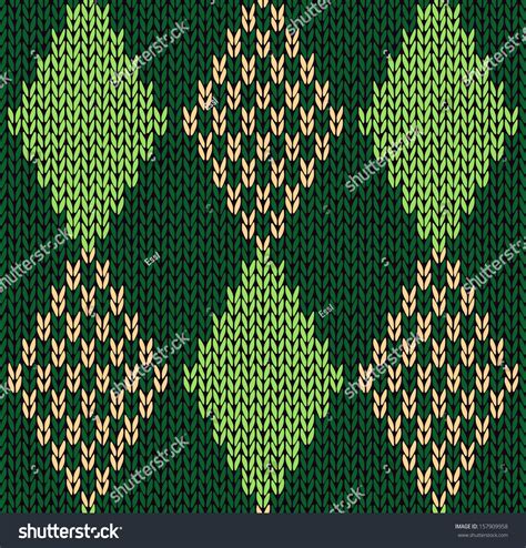 Style Seamless Green Color Knitted Pattern Ilustración De Stock