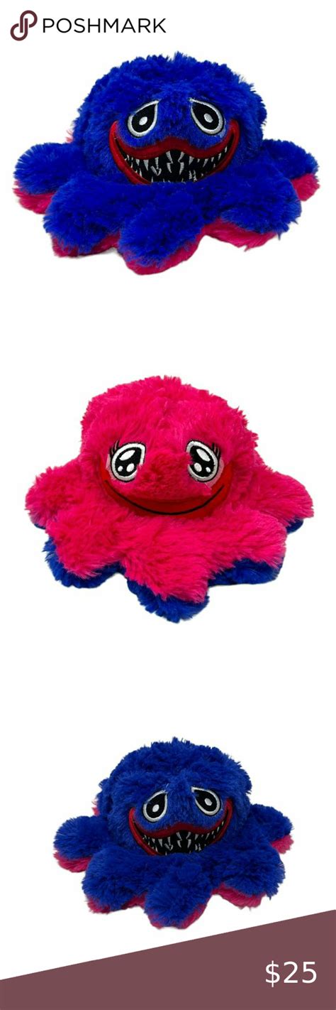 Huggy Wuggy Kissy Missy Reversible Octopus Plush Toy Blue Pink Poppy