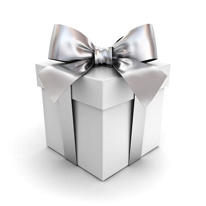 Check spelling or type a new query. Gift Box Or Present Box With Silver Ribbon Bow Isolated On ...