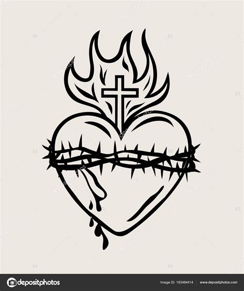 Sagrado Corazón Jesús Bosquejo Diseño Vectores Arte vector, gráfico