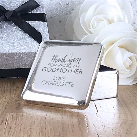 Thank You For Being My Godmother Silver Plated Trinket Box Engraved