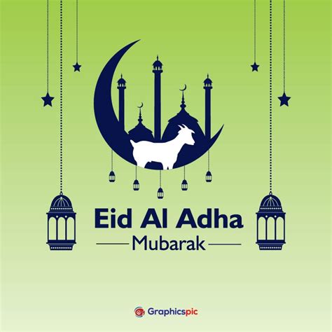 Flat Eid Al Adha Bakrid Festival With Goat Icon Illustration Greeting