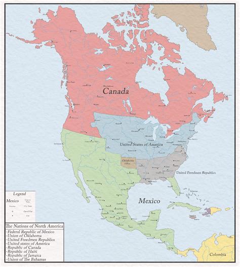 Found This Alternate History Map Of North America Funny Colors