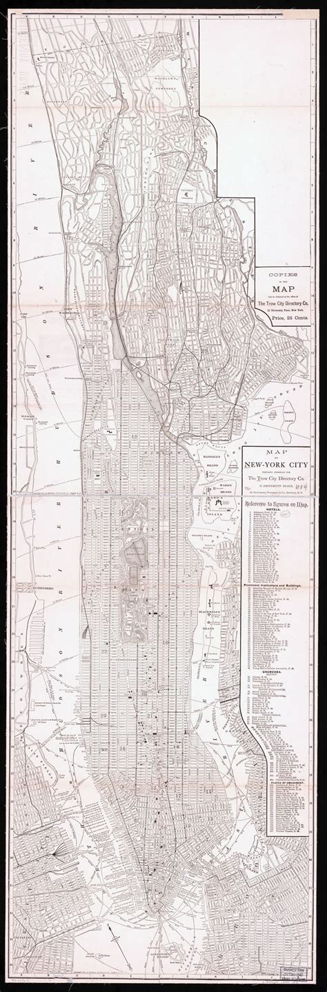 Large Scale Detailed Old Street Map Of New York City 1884 New York