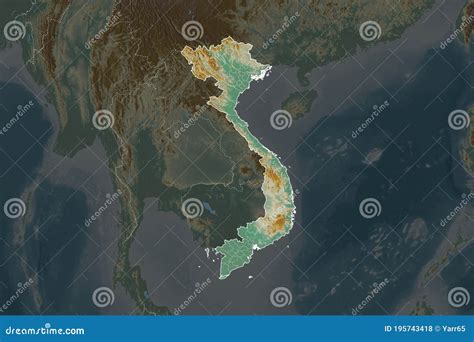 Vietnam Borders Neighbourhood Desaturated Relief Stock Illustration