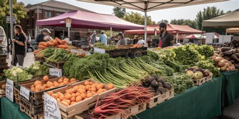 Bustling Farmers Market With A Variety Of Fresh Local Produce