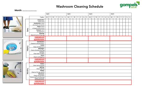 Free Editable Washroom Cleaning Schedule Gompels Care And Nursery
