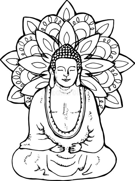 Buddha Mandala Coloring Page Vektor Abbildung Illustration Von