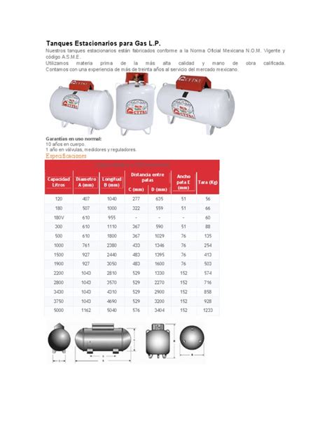 Especificaciones Tanque De Gas Estacionario Pdf