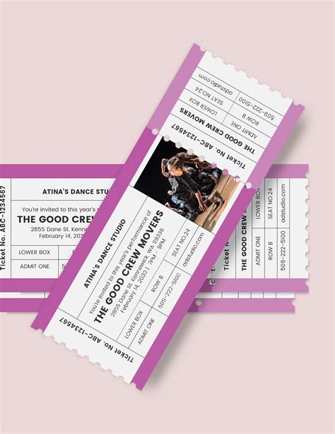Dance Admission Ticket Template In Pages Psd Word Illustrator